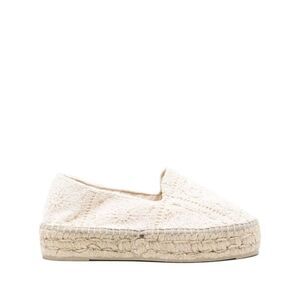 MANEBI Women's Lace Espadrille Flats Women Beige Sandals